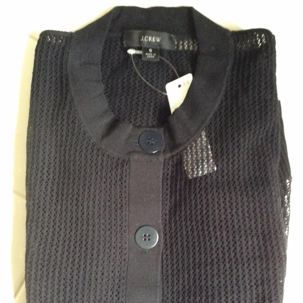 J. Crew Pointelle-Stitch Mesh Cardigan Sweater